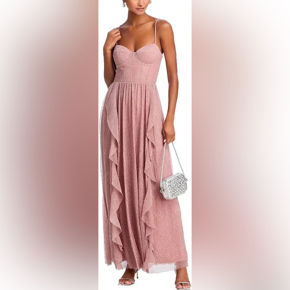 Aqua X Wicked Metallic Mesh Maxi Dress